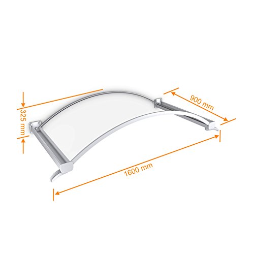 Vordach Haustür Überdachung 160×90 cm mit Wasserspeier Aluminium weiß Rundbogenvordach Schulte - 3