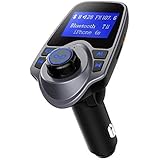 Mpow Transmisor Bluetooth FM Cargador del Coche de 1.44 Pulgadas del USB Kit sin Hilos con el Puerto de Entrada o Salida de 3.5mm Audio, Ranura para Tarjeta del TF