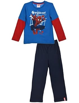 Marvel Spider-Man (2090) Kinder Pyjama aus Baumwolle, Schlafanzug Set mit langarm Shirt und langer Hose, in 2...