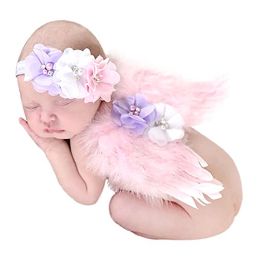 Tonsee Feather Angel Fairy Wings Newborn Baby Girls Boys Costume Photo Props Outfit with Headband