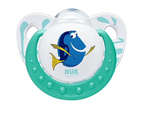 NUK 10175135 Disney Finding Dory Trendline Silikon-Schnuller, 0-6 Monate, kiefergerecht, BPA frei, 2 Stück, orange / minze - 3