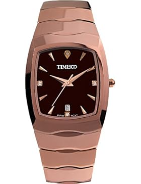 Time100 Armbanduhr Edelstahl Herren Herrenarmbanduhr Quarzuhr Saphirglas mit Datum Kaffeegold Quadrangel W50029G...