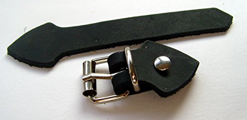 Lederriemen Set mit Schnalle Silber Nieten 5 Pack zum selber basteln 20mm Farbe Schwarz - 2