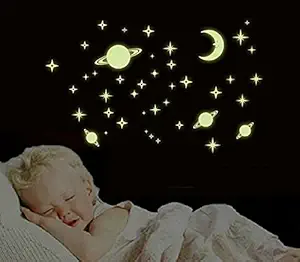 Wall Whispers Sticker Moon and 69 Star Glow in The Dark Glowing Sticker