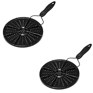 LEMISH 2 Pcs Heat Diffuser - Family Cast Iron Heat Spreader Plate, Heat Diffuser for Glass Cooktop, Heat Diffuser for Gas Stovetop, Induction Diffuser Kitchen Tools (Set of 2 Pcs) - Black