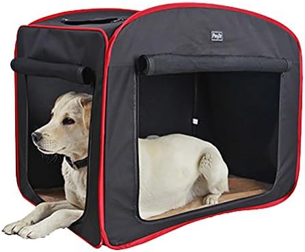LOHUA Foldable Pet Dog Carrier Portable House Soft Sided Cat Travel Crate Tote Bag Dog Crate Indoor &amp; Outdoor, black, l