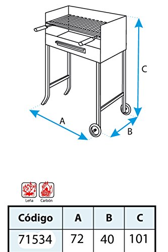 IMEX EL ZORRO 71534 Barbacoa con Parrilla de INOX, Negro, 72x40x100 cm