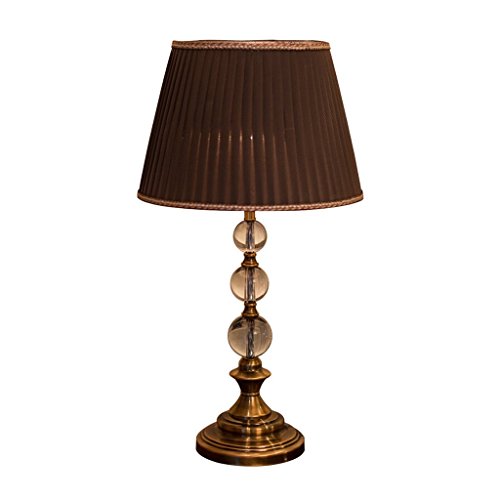 Preisvergleich Produktbild HOMEE Europäischen Stil Kristall Tischlampe, Wohnzimmer, Schlafzimmer, Studie, moderne einfache Nachttischlampe, Metall Lampenkörper + brauner Lampenschirm, E27 Knopfschalter