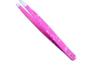 Kimex London Professional Eyebrow Tweezers - Stainless Steel Tweezers for Precise Grooming of Eyebrows & Ingrown Hair - for Men & Women (Hot Pink)