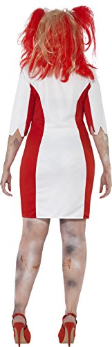 Smiffys Adult Women's Curves Zombie Nurse Costume, Dress and Headpiece, Zombie Alley, Halloween, Size: L, 44340