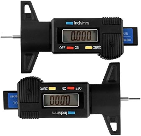 FUSKANG LCD Digital Tread Tyre Depth Gauge Display Brake Shoe Pad Wear Plastic for Cars Bikes or Vans Depth Tester 0-25mm,Pack of 2