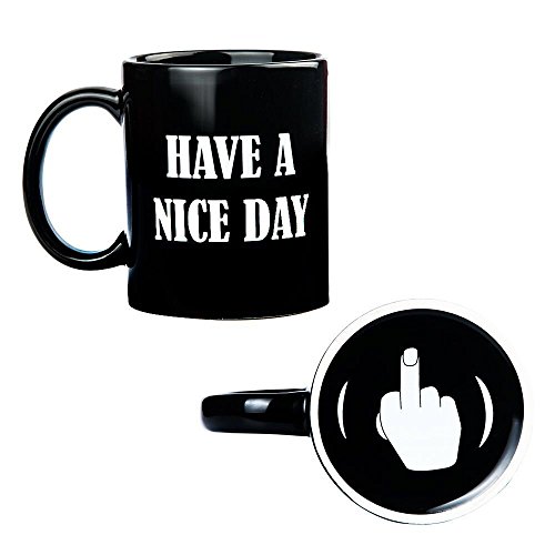 Have A Nice Day Taza de café Middle Finger Funny Cup para Jugo de Leche Coffee or Tea Taza de cerámica Negro