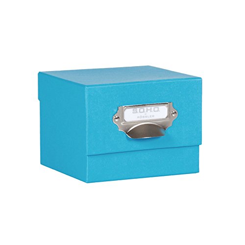 Rössler SOHO Boite de rangement pour photos avec poignée et emplacement pour étiquette Bleu 165 x 150 mm