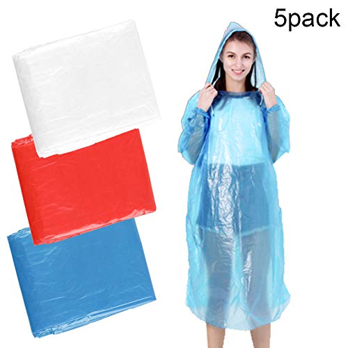 Preisvergleich Produktbild JIALI Regenponcho aus Kunststoff, Notfall, wasserdicht, 5 Stück blau blau