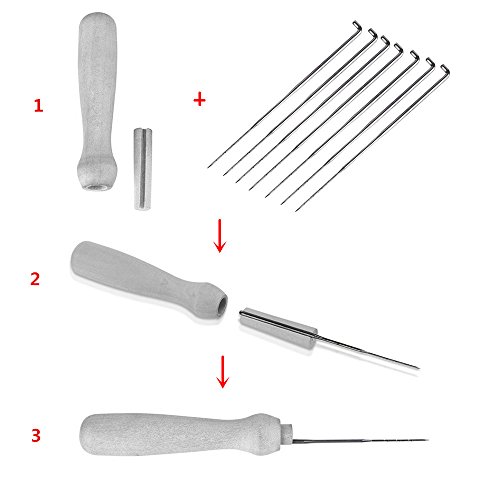 SOLEDI Häkelnadeln 7 Stück Nadel 1 hölzerner Handgriff - 5