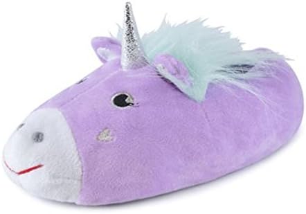 FootprintsPadstow - Girls Childrens Unicorn Fleece Purple Novelty Slippers - gir-uni-pur - Childrens 11-12, Lilac