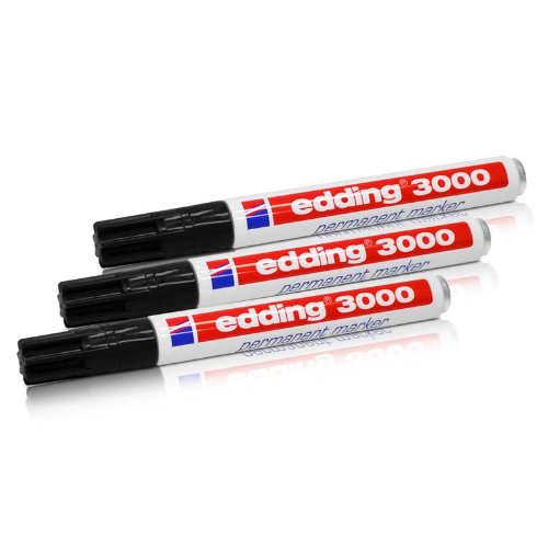 Permanentmarker edding 3000, schwarz, 1,5 - 3 mm, nachfüllbar, 3er-Pack