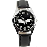 taport® Batman Begins Quarz Runde Uhr Schwarz Echt Leder Band Logo New + Gratis Ersatz Batterie + Gratis Geschenkverpackung