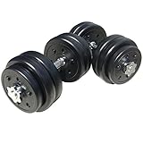 Hantelscheiben: 25 kg insgesamt, bestehend aus 8 x 2,5 kg und 4 x 1,25 Gewichten mit Kunststoff-Ummantelung