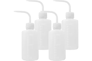 HTOBRIC 4 Stück Spritzflasche 250ml Dosierflasche Laborflasche Waschflasche Squeeze Flasche Plastik Sprühflasche Kunststoff für Laborreinigung Pflanzenbewässerung Ölflasche(Weiß)
