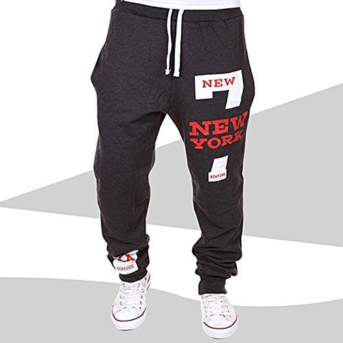 MEGAERA ONE Men's Sweatpants Baggy Harem Slacks Letter Print Jogger Dance Trousers (XXL, Black)