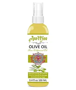 AroMine Natural & Organic Cold Pressed Olive Oil for Hair & Skin-(100 ml)