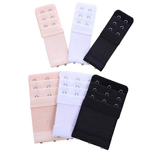 Stadux Bra Strap Extenders Extensions Elastic Extender Set 3 Rows x 3 Hooks, 3 Rows x 2 Hooks, Black/Beige/White, M