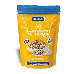 Keeros Multigrain Healthy Super Snack - Ready to Eat, High Protein, Tasty, Low GI, Healthy Mix of Roasted Pearl Millets, Soyabeans, Dew Beans, Green Grams, Rice Flakes, White Wheat (200g)