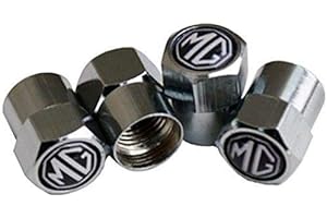 PROTREX UK MG Black and Silver Chrome Wheel Valve Dust Caps