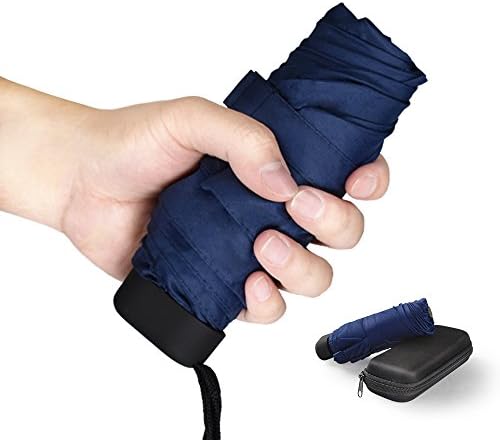 Small Mini Umbrella Travel Umbrella Micro Umbrella and Zip Case, Design makes it perfect for Travel -Ultra Light Ultra Mini Ultra Protective (Dark blue)