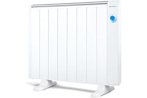 Orbegozo RRW 1500, Emisor térmico bajo consumo, 1500 W, 6 elementos reales, Aluminio, mando a distancia, WIFi, funcionamiento programable, control táctil, 3 modos control, color blanco