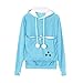Produktbild Geilisungren Mode Damen Katze Ohr Langarm Hoodie Pollover Top mit Großen Känguru Tasche für Haustier Hund Katze Halter Frauen Herbst Oversized Sweatshirt Kapuzenpullover in 6 Farben
