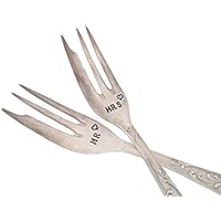 2 Kuchengabel mit Beschriftung MR & MRS Herz