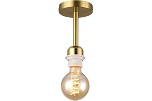 Gokoly Polished Brass Ceiling Light Fitting, Modern Vintage Pendant Light Fitting with E27 Screw Bulb Holder Suitable for Lamp Shades
