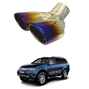 Oshotto Stainless Steel Dual Pipe SS-012 Car Exhaust Muffler Silencer Cover Compatible with Mitsubishi Pajero Sport (Multicolor)