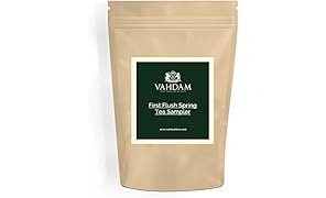 Echantillon 1e Cueillette de Thé Printanière - 8 THES en Feuilles Emballés Individuellement (3-5 Tasses Chacun), Thés Frais, Cultivés Emballés & Livrés depuis leur Source, Parfait Assortiment de Thés