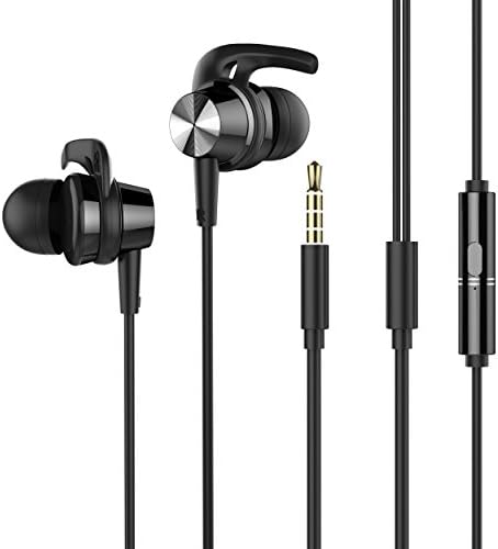 YOUSIPI Headphones Wired Earphones with Microphone In Ear Earbuds for Running Black