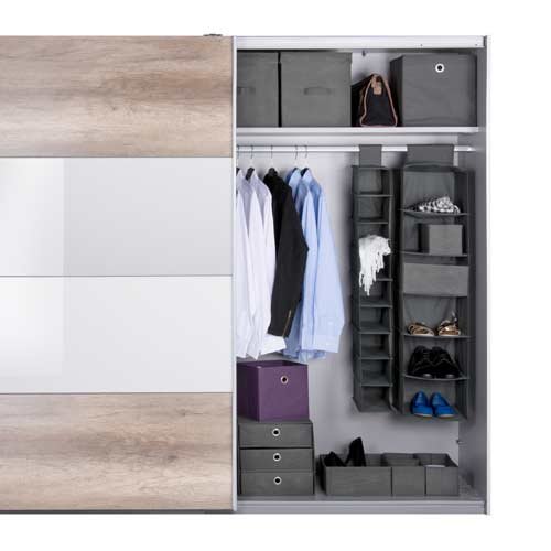 Faltbox, Klappbox, Ordnungsbox, Aufbewahrungsbox, anthrazit, 3 Schubkästen 32/32/32 cm - 2