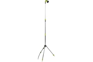 Kinzo Adjustable Garden Shower Diameter 56 x 160/220 cm Includes Tripod, Shower Head and Garden Hose Coupling Plastic/Aluminium Green/Silver