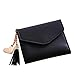 Produktbild SuperSU Damen Einfach Elegant Mini Portemonnaie einfache kurze Brieftasche Damen Kleine Clutch Handtasche Quaste Geldbörse Kartenhalter Handtasche (Schwarz)