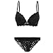 Produktbild DOLDOA Frauen Spitze Büstenhalter Push up BH Sets Schlüpfer Underwire Unterwäsche,Schwarz/Weiß (Größe80: 80A / 80B / 80C, Schwarz)
