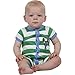 Piccalilly Organic Cotton Green Boys Stripe Lobster Short Sleeve Romper