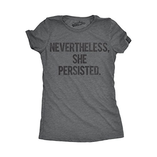 Crazy Dog Tshirts - Womens Nevertheless She Persisted Funny Political Congress Senate T Shirt (Grey) S - Camiseta para Mujer