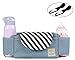 Produktbild Pram Buggy Kinderwagen Organizer-Tasche Becherflasche Faltbare Getränke Lebensmittelhalter Leichter wasserdichter Einsatz für Reisewindeltasche,Baby Thing und Handy, 2 x Buggy-Haken(Blaue Streifen)