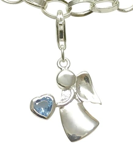 Sterling Silver Guardian Angel Birthstone Clip on Charm March