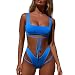 Produktbild Jaminy zweiteilig Bauchweg Bademode Push up Badebekleidung Badeanzüge Bikini Set Zweiteilige Strandkleidung Bandeau Strandmode (Blau, L)