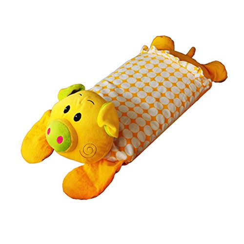 Baby's Buckwheat Hull Pillow with Cotton Pillow (1-3years) ( Pig, Yellow )