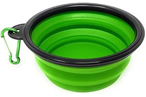 4LegsFriend XL Collapsible Pet Bowl with Carabiner Clips | BPA Free Food Grade Silicon Dog and Cat Expandable Travel Bowls | Pop Out Dog Bowls (XL Green)
