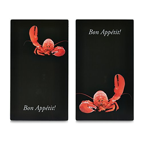 Zeller 26238 Herdabdeck-/Schneideplatten "Hummer", 2-er Set Glas, schwarz, 52 x 30 x 0.76 cm, 2 Einheiten