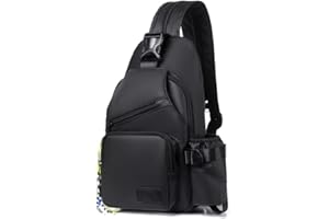 GOUNNU Bandolera Hombre Pequeña Sling Bag Impermeable Bolso de Pecho con Puerto de Carga USB, Bandoleras Cruzada Ajustable Mochila Pequeñas Antirrobo para Viajes, Trabajo, Senderismo (Negro)